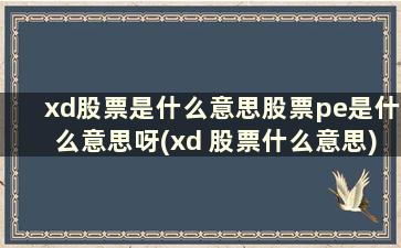 xd股票是什么意思股票pe是什么意思呀(xd 股票什么意思)